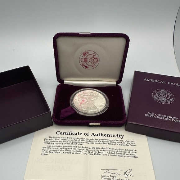 1987-S Proof American Silver Eagle w/ COA & Boxes - Picture 4 of 12